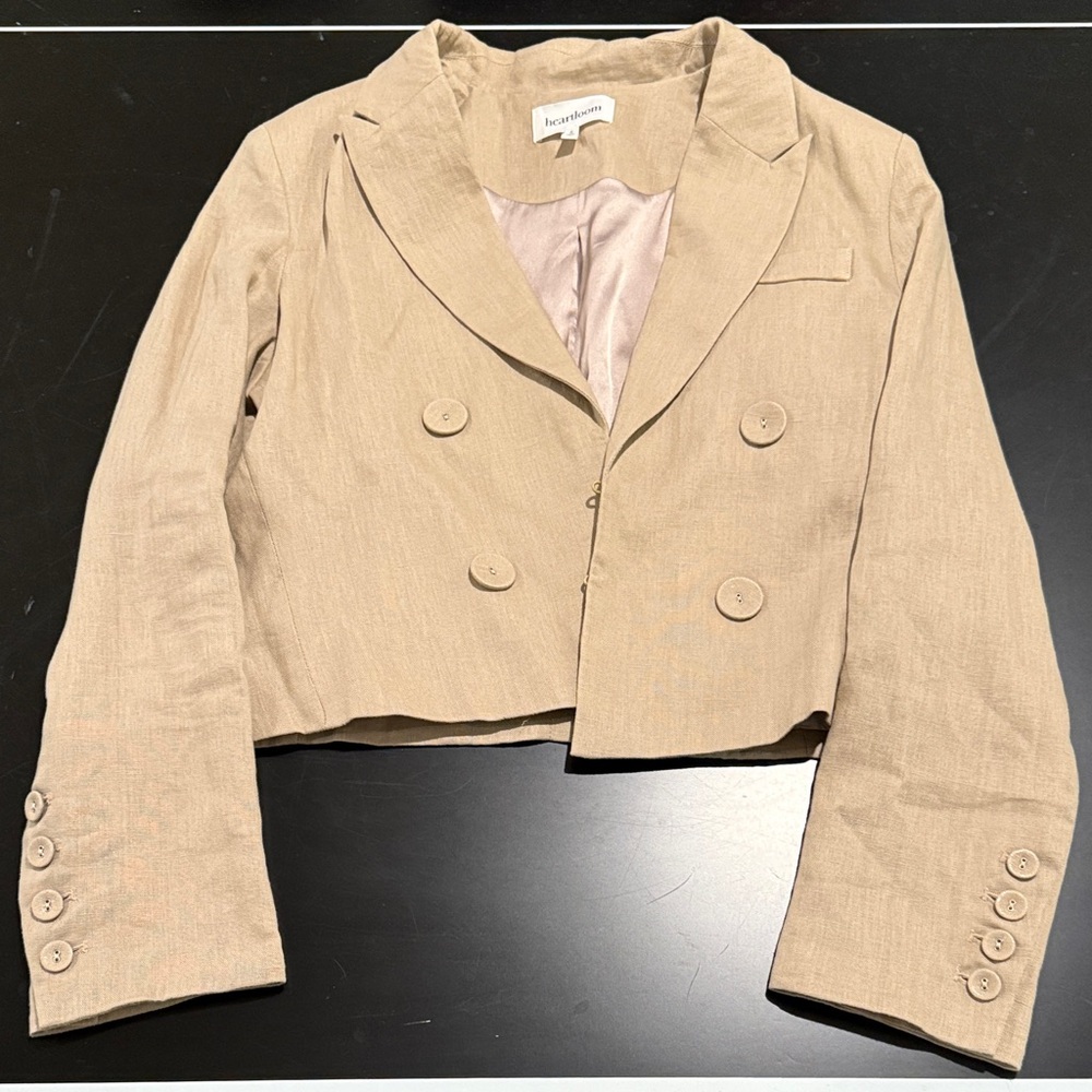 Heartloom Tan Double-Breasted Women's Blazer Jacket